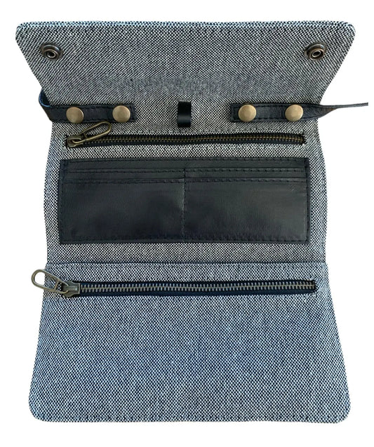 Monedero bandolera convertible en tejido reciclado – vista del interior