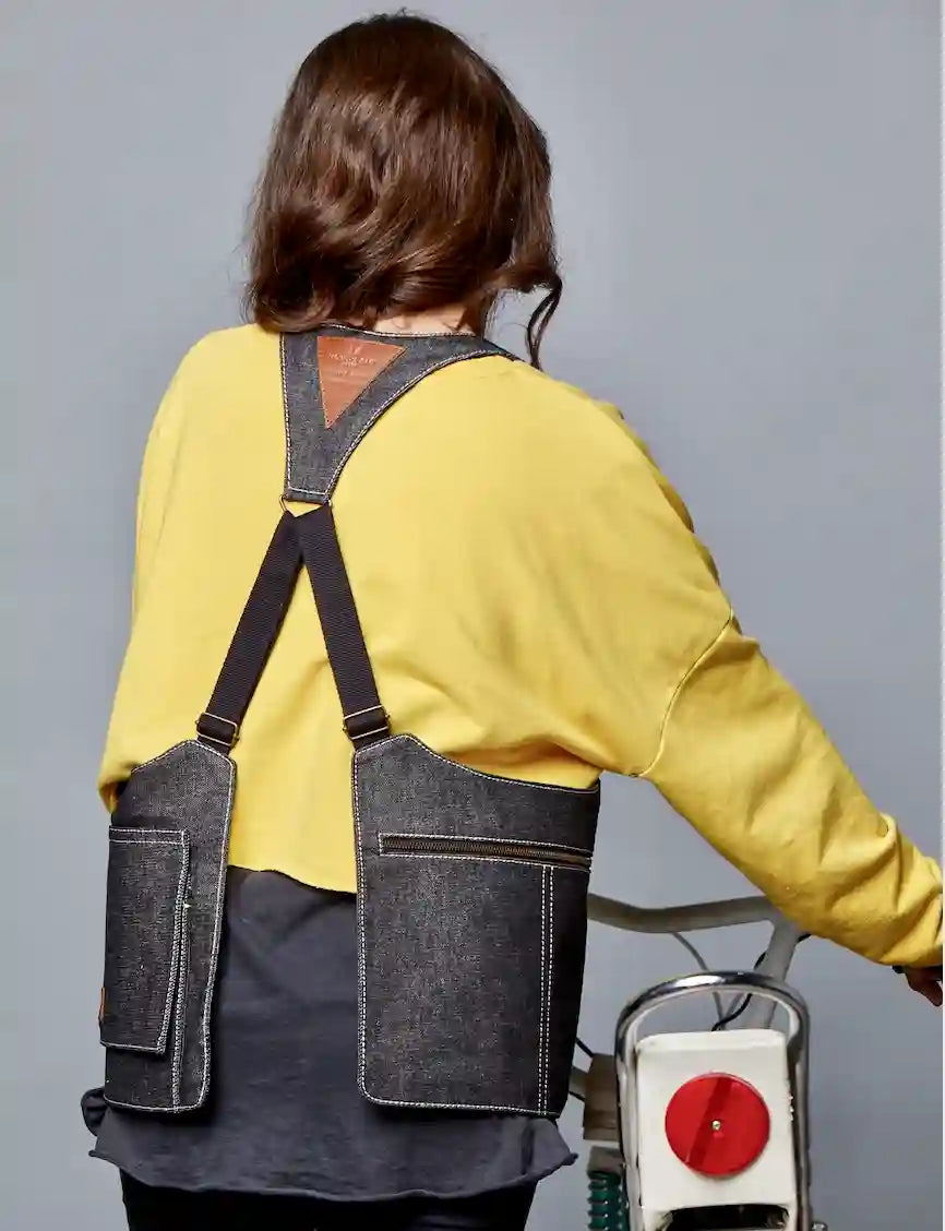Bolso chaleco vaquero negro jaspeado – vista trasera