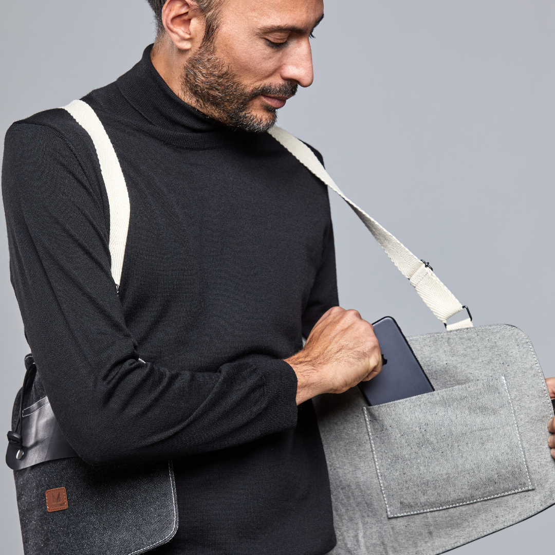 Movers Vest bolso chaleco negro vaquero – vista del interior
