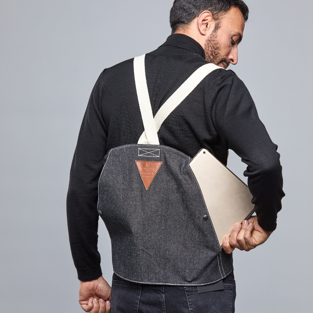 Movers Vest bolso chaleco negro vaquero – vista trasera