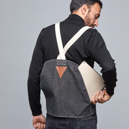 Movers Vest bolso chaleco negro vaquero – vista trasera