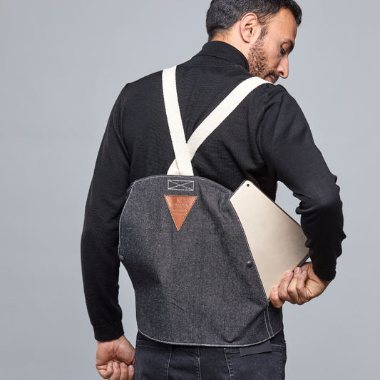 Movers Vest bolso chaleco negro vaquero – vista trasera