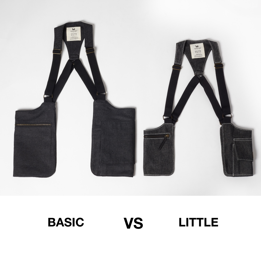 Bolso Little negro vaquero – comparación de tamaño Básic y Little